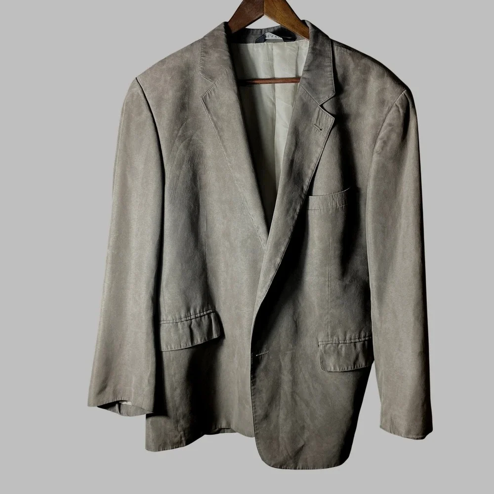 Jos. A. Bank Mens 2 Button Micro Suede Sport Coat 44R Brown Blazer Jacket